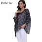 BHflutter New 2018 Women Blouses Floral Print Casual Loose Summer Shirts Batwing Sleeve Brief Chiffon Tops Plus Size 4XL 5XL 6XL