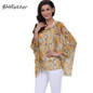 BHflutter New 2018 Women Blouses Floral Print Casual Loose Summer Shirts Batwing Sleeve Brief Chiffon Tops Plus Size 4XL 5XL 6XL