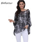 BHflutter New 2018 Women Blouses Floral Print Casual Loose Summer Shirts Batwing Sleeve Brief Chiffon Tops Plus Size 4XL 5XL 6XL