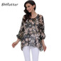 BHflutter New 2018 Women Blouses Floral Print Casual Loose Summer Shirts Batwing Sleeve Brief Chiffon Tops Plus Size 4XL 5XL 6XL