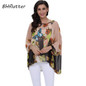 BHflutter New 2018 Women Blouses Floral Print Casual Loose Summer Shirts Batwing Sleeve Brief Chiffon Tops Plus Size 4XL 5XL 6XL