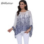 BHflutter New 2018 Women Blouses Floral Print Casual Loose Summer Shirts Batwing Sleeve Brief Chiffon Tops Plus Size 4XL 5XL 6XL