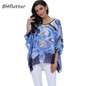 BHflutter New 2018 Women Blouses Floral Print Casual Loose Summer Shirts Batwing Sleeve Brief Chiffon Tops Plus Size 4XL 5XL 6XL
