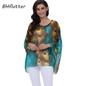 BHflutter 2018 Women Blouse Shirt Plus Size 4XL 5XL 6XL Batwing Sleeve Chiffon Tops Floral Print Casual Summer Blouses Blusas