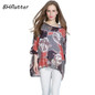 BHflutter 2018 Women Blouse Shirt Plus Size 4XL 5XL 6XL Batwing Sleeve Chiffon Tops Floral Print Casual Summer Blouses Blusas
