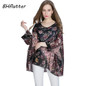 BHflutter 2018 Women Blouse Shirt Plus Size 4XL 5XL 6XL Batwing Sleeve Chiffon Tops Floral Print Casual Summer Blouses Blusas
