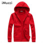 iMucci Red Sweatshirt Men Solid Color Women Hoodies Casual Side Zipper Mensports Suit Slim Sportsware Tracksuit Black Hoody