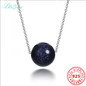 I&amp;zuan 925 Sterling Silver Jewelry Necklace Trendest Style Dark Blue Bead Pendant Clavicular Necklace Fine Jewelry