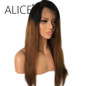 ALICE Hair 150 Density Ombre Color Lace Front Human Hair Wigs With Baby Hair Straight Brazilian Remy Hair Pre Plucked Hairline