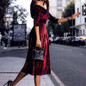 LASPERAL Sexy Slash Neck Dress 2017 Autumn Velvet Dresses Slim Women Half Sleeve Vestidos Elegant Pleated Dresses Top Quality