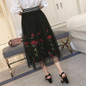 2017 Skirt Vintage Embroidery Floral Tulle skirt all-match Waist Fold slim Pleated Skirts Women's tutu skirt Ukraine Black