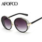AFOFOO Vintage Round Sunglasses Fashion Brand Designer Metal Women Mirror Sun glasses Retro Ladies UV400 Shades Eyewear