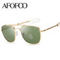 AFOFOO Vintage Classic AO Glass Sunglasses Brand Design Fashion Men Square Metal Sun glasses Eyewear Oculos de sol Masculino