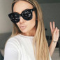 AFOFOO Fashion Cat Eye Sunglasses Luxury Brand Designer Vintage Rivet Women Mirror Sun glasses UV400 Shades Big Frame Eyewear
