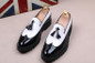 VIVODSICCO Black White Tassel Men bullock Dress Shoes Patent Leather Luxury Fashion Brogue Wedding Shoes Oxford shoes For Men