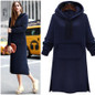 New 2016 Autumn Winter Women Hoodies Pullovers Slim Plus Thicking Velvet Hoody Sweatshirt Dress Long Hoodie