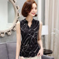 New 2016 Summer Chiffon Blouse shirt Women Printed Sleeveless White top Blouses Shirts Female Office tops