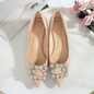 Shoes Woman 3.5cm High Heels Shoes Women Buckle Rhinestone Flock Point Toe Party Small Heels Sandals Office Lady Dress Pump Shoe