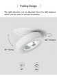 Slim Ceiling lamp Dimmable LED Downlight 5W 7W 10W 12W Round Recessed Lamp Foldable and 360 degree rotatable LED Spot Lighting