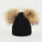 HAPPYTAIL Winter Baby Hat Pom Pom Knitted Toddler Kid Warm Real Double Raccoon Fur Balls Wool Beanies for Boys and Girls