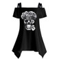 feitong t-shirt women 2018 plus size women clothing slash neck top women skull top short sleeve shirt sexy &amp; club print t shirt