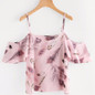 Feitong 2018 Summer Women Chiffon Blouses Sexy Leaf Print Cold Shoulder Slash Neck Short Blouse Shirt Crop Tops blusas feminina