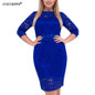 Fashion big sizes lace dresses women Spring dress Sexy boho bodycon Dresses 2018 plus Large Sizes vintage blue Dress Vestidos