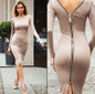 Fashion Back Zipper Office Dress Pencil Autumn Dresses Women Ukraine Long Sleeve Slim Elegant OL Bodycon Dresses For Women