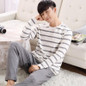 Cotton Long Sleeve O-neck Pajama For Men Spring Autumn Men Pajamas Set Women Sleepshirts Couple Striped Sleepwear Homewear