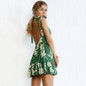 Hirsionsan Short Bohemian Dress 2017 Summer Women Sundress Sexy V-neck Floral Print Boho Dress Backless Green Beach Sundress