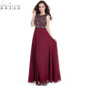 Babyonline 6 Colors Heavy Beaded Sleeveless Burgundy Prom Dresses Long 2017 Chiffon Evening Dress Party Gown Robe de soiree