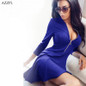 AZZPL 2017 New Women Summer Spring A-Line dress Bodycon Sexy V-Neck 3/4 sleeve Ladies Evening Party Mini Dresses vestidos