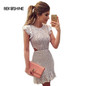 Bekoshine 2017 Newest Vestidos Women Summer Dress Fashion Casual O-Neck Short Sleeve Lace Dress Vestido de renda Party Dresses