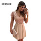 Bekoshine 2017 Newest Vestidos Women Summer Dress Fashion Casual O-Neck Short Sleeve Lace Dress Vestido de renda Party Dresses