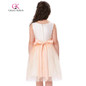 Grace Karin First Communion Dresses For Girls Light Orange Sleeveless Kids Flower Girls Dresses Princess Wedding Pageant Dress