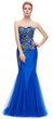 Grace Karin Evening Dress 2017 New Long Navy Blue Mermaid Evening Gowns Strapless Sweetheart Peacock Special Occasion Dresses