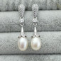 Genuine wedding freshwater pearl earrings for women,fashion natural pearl earrings 925 silver jewelry mom trendy best gift white