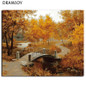 DRAWJOY Frameless Wall Art Pictures Painting By Numbers DIY Digital Oil Painting On Canvas Home Decor Autumn Maple G071 40*50cm