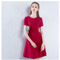 It's YiiYa 2018 Red Short Sleeve O-Neck Fashion Designer Elegant Cocktail Gowns Knee-Length Cocktail Dress LX382