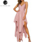 Lily Rosie Girl Pink Asymmetrical Maxi Dress for Summer Parties