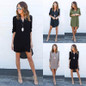 2018 Newest Women Long Sleeve Spring Summer Dress Loose Waist Solid Shirt Dress Ladies Woman Casual Mini Women Dress Vestidos