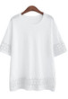 2018 New Summer Women T-Shirt O-neck Casual Loose Lace Crochet Embroidery Hollow Out Tee Shirt Blusas Big Size