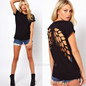 2018 New Summer Fashion Casual T Shirt Women Laser Angel Wings Backless T Shirt Ladies Clothes O-Neck T-Shirt Tops Plus Size