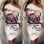 2018 New Summer Dresses Women Cute Casual Half Sleeve Print Cartoon Dress Sexy Party Slim Mini Sheath Pencil Dress Vestidos Robe