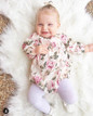 Floral Cotton Long Sleeve Romper Jumpsuit for Baby Girls - Stylish Infant Outfit