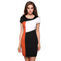 FINEJO Women's Summer Bodycon Dress - Splicing Patchwork Contrast Color with Sleeves, Casual Party Slim Fit, Available in 3XL