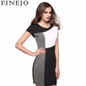 FINEJO Women's Summer Bodycon Dress - Splicing Patchwork Contrast Color with Sleeves, Casual Party Slim Fit, Available in 3XL
