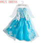 Fever Green elsa costumes summer girls dress kids cosplay party dresses princess anna congelados vestidos children clothing