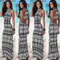 New Hollow out backless Striped Women dress for beach summer Sexy Women BOHO Long Maxi Party Long Beach Dresses Sundress