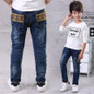 New Girls Jeans Spring Autumn Children Trousers 4-12Y Baby Boys Girls Jeans Boys Casual Hole Pants Cartoon Cat Jeans for Kids